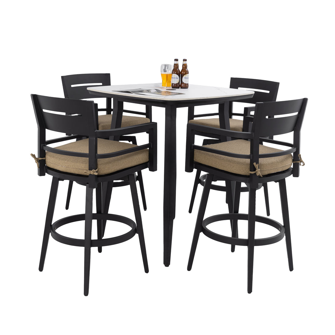 Outluma 5-Piece Sintered Stone Patio Bar Set