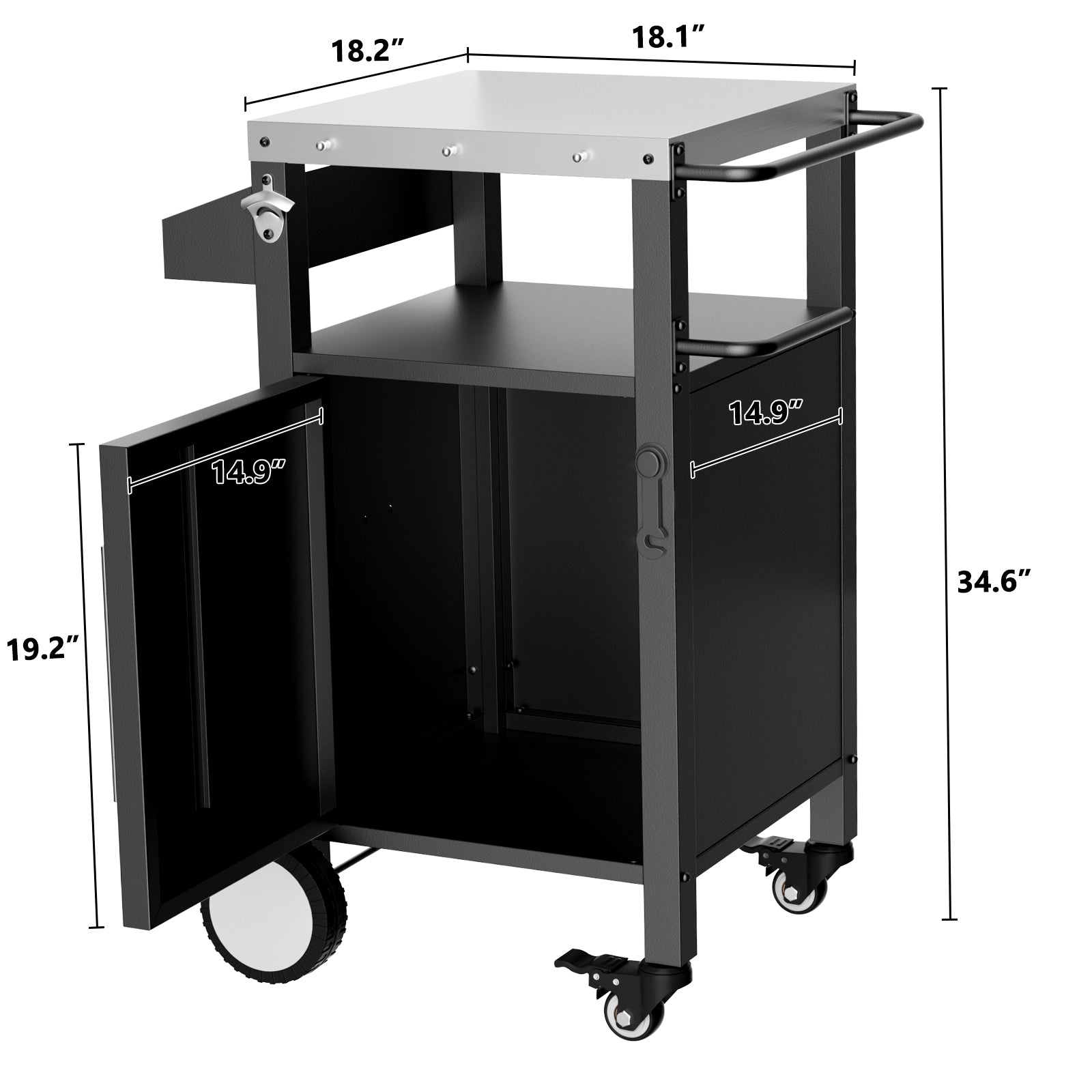 Grill cart hooks and spice rack