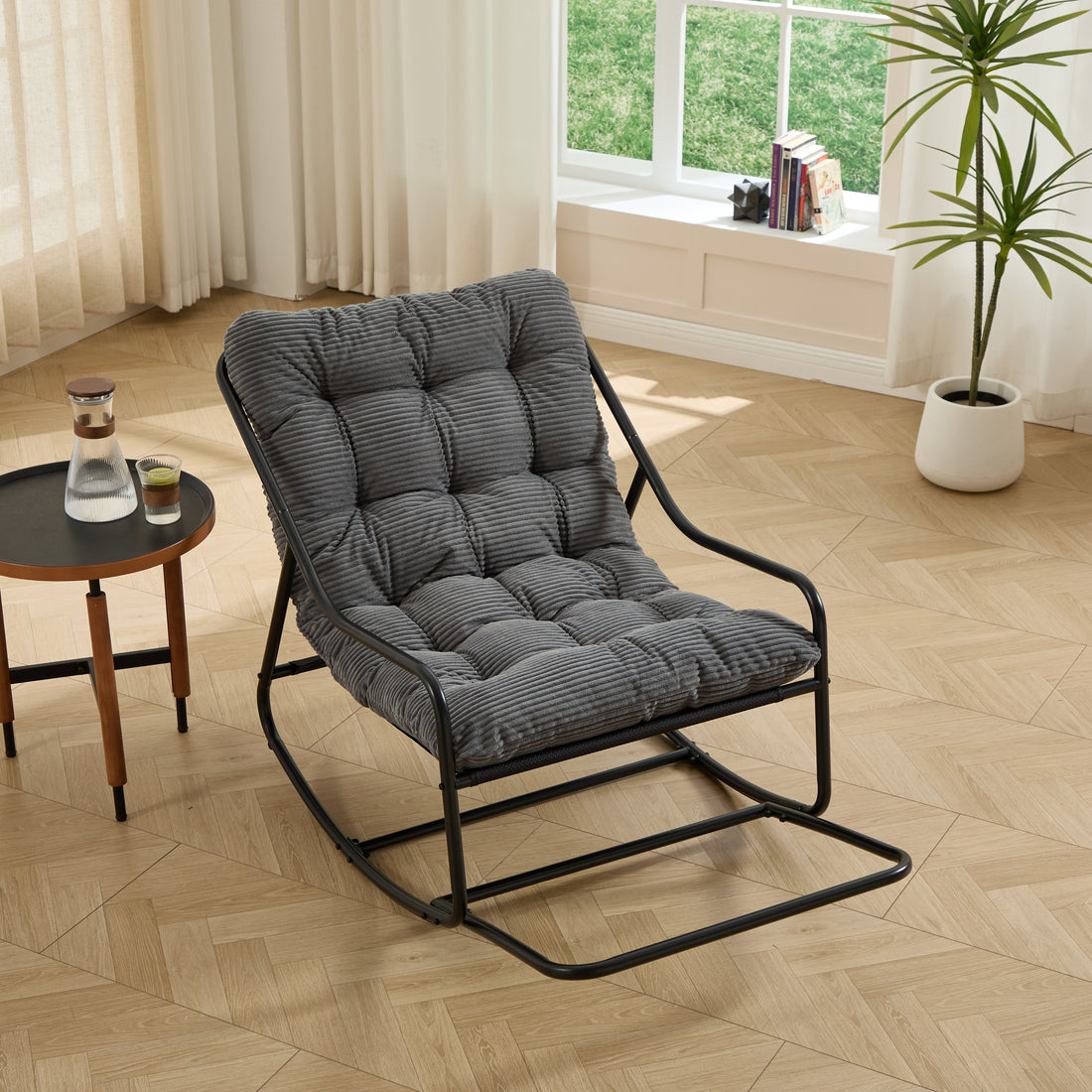 Outluma Slim Frame Outdoor Rocking Chair - Black and Gray