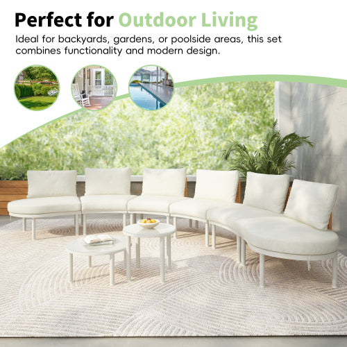 8-Piece Half-Moon Outdoor Sectional Set - image 4