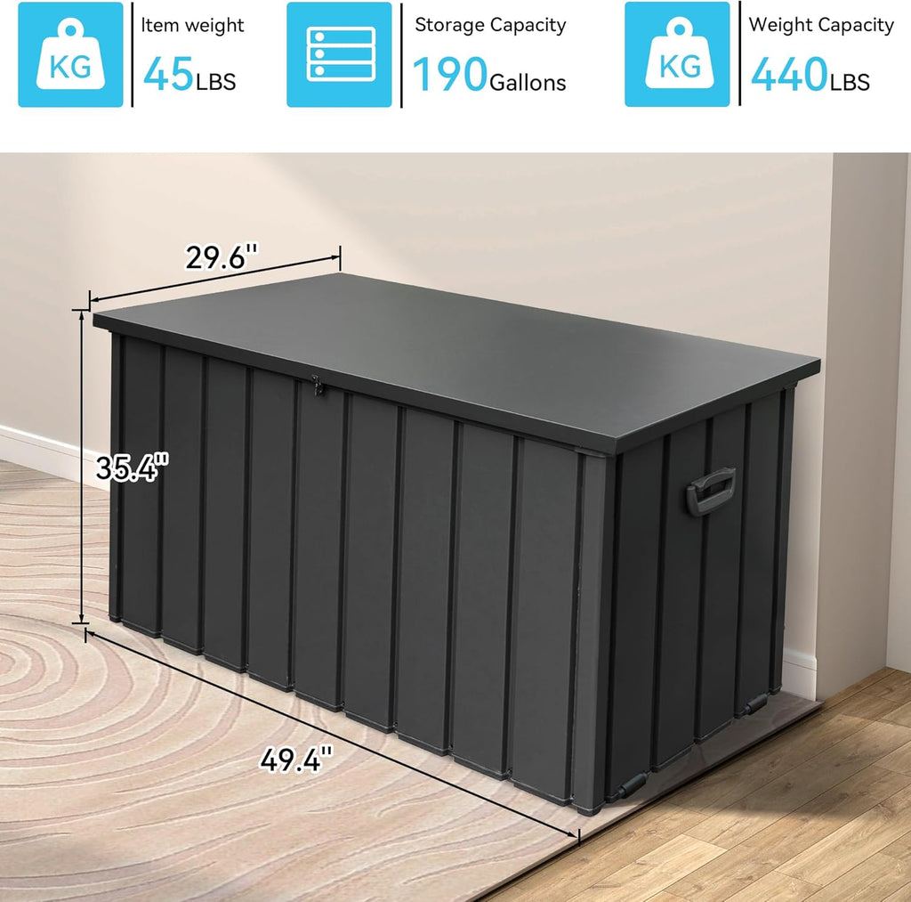 190 Gallon Steel Deck Box detail