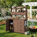 Farmhouse Potting Bench 6-Drawer - Brown