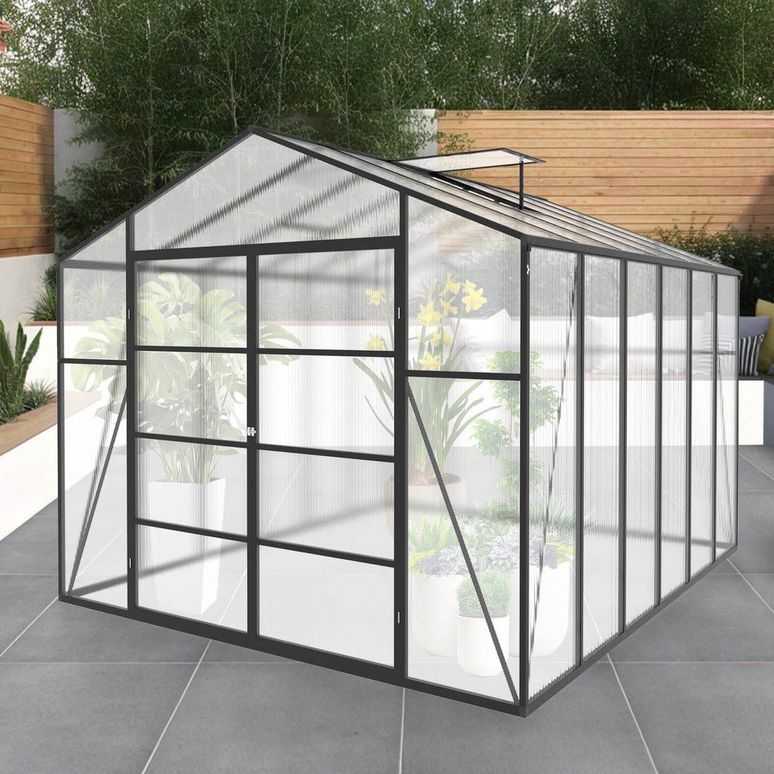 Outluma 10 x 12 Aluminum Greenhouse with Raised Base