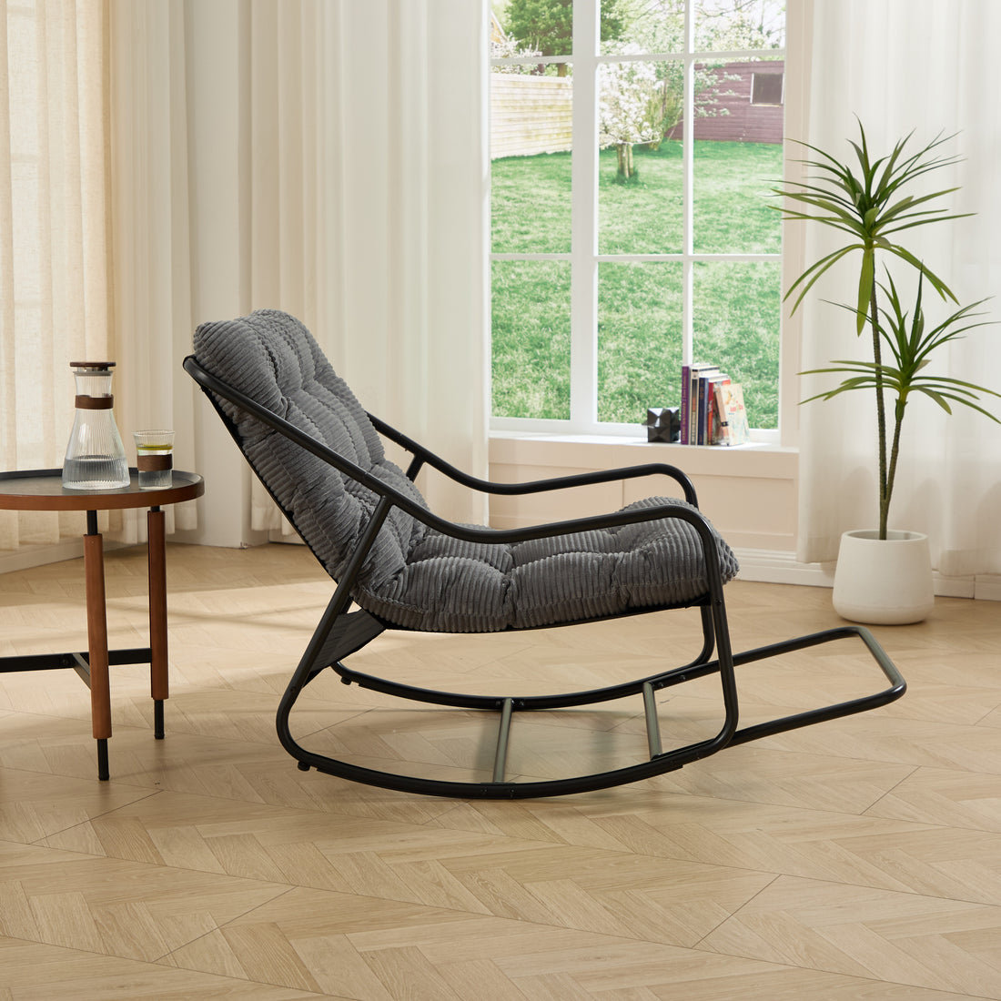 Outluma Slim Frame Outdoor Rocking Chair - Black and Gray
