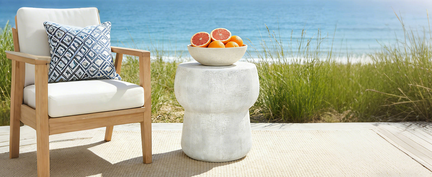 Concrete Double-Barrel Side Table detail