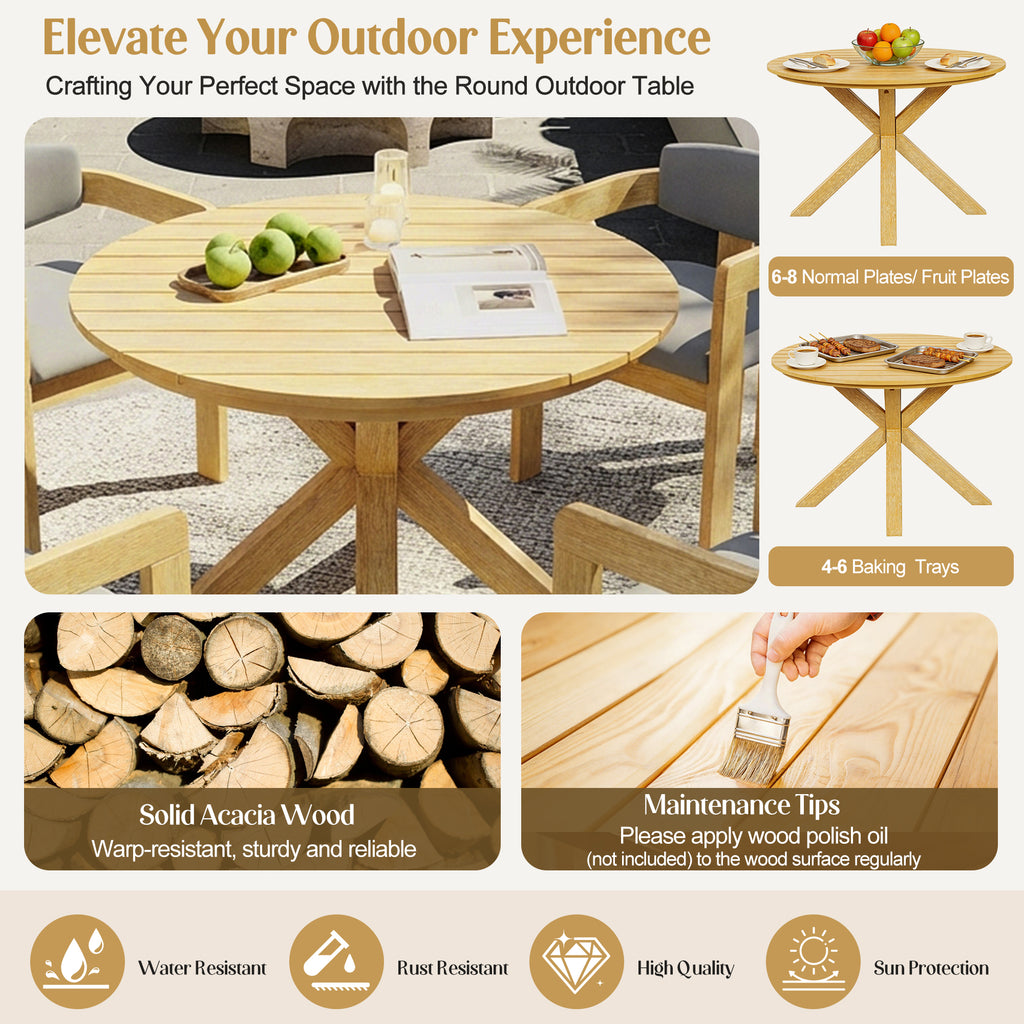 5-Piece Round Acacia Outdoor Dining Set scene