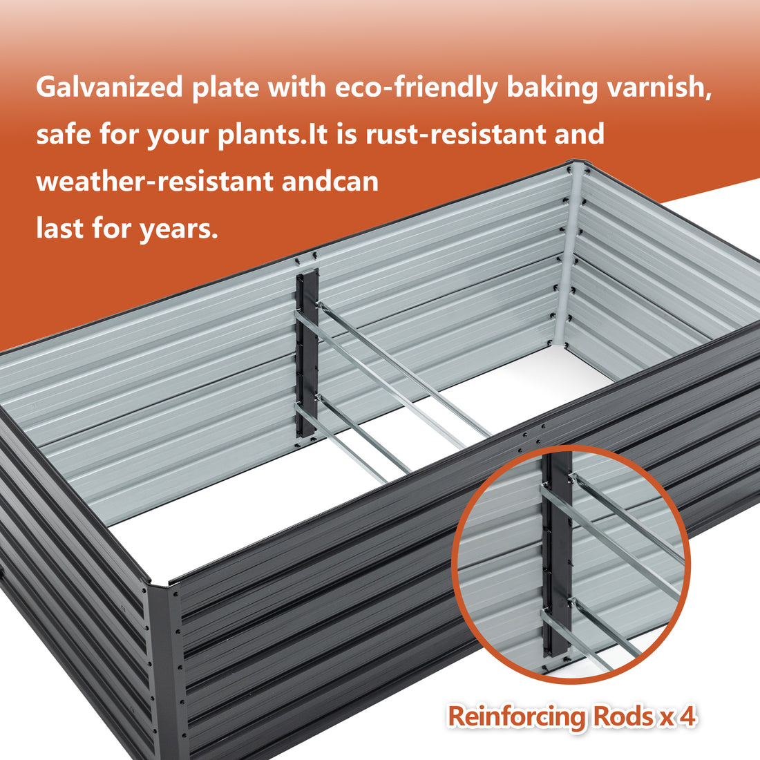 Outluma 6' x 3' Galvanized Metal Raised Garden Bed