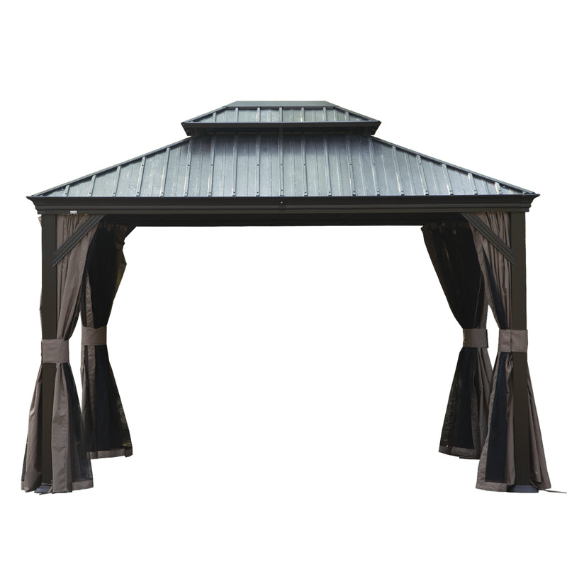 Outluma 12 x 14 Hardtop Gazebo with Curtains and Netting