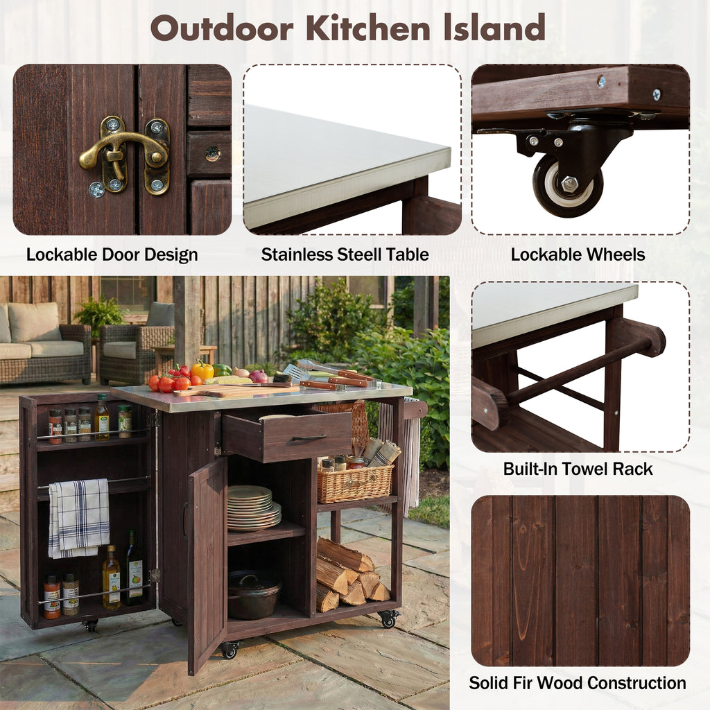 Kitchen island lockable wheels