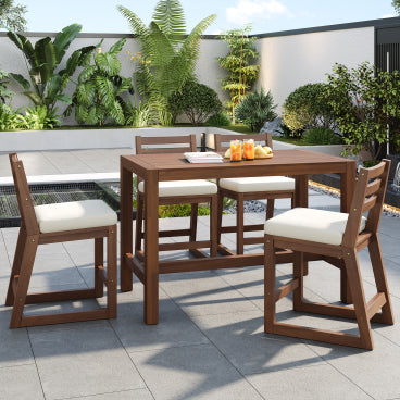 5-Piece Rustic Patio Bar Set - Mocha