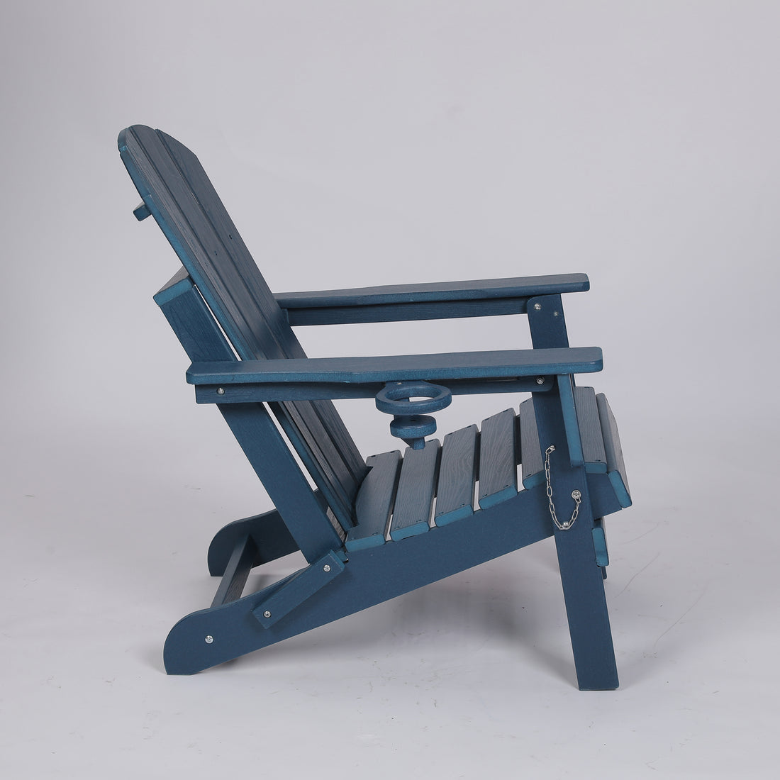 Outluma HDPE Folding Adirondack Chair with Dual Cup Holder - Navy