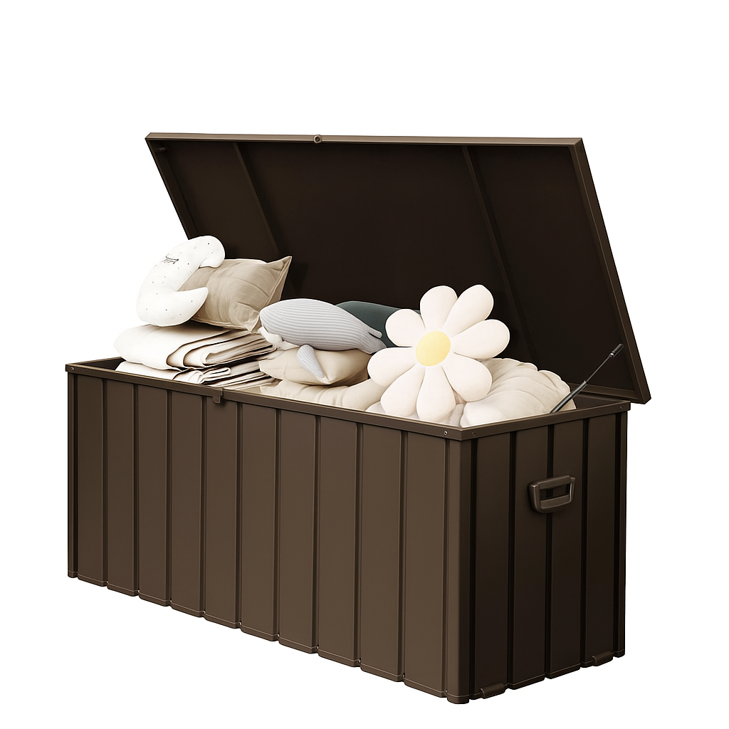 190 Gallon Steel Deck Box - Dark Brown