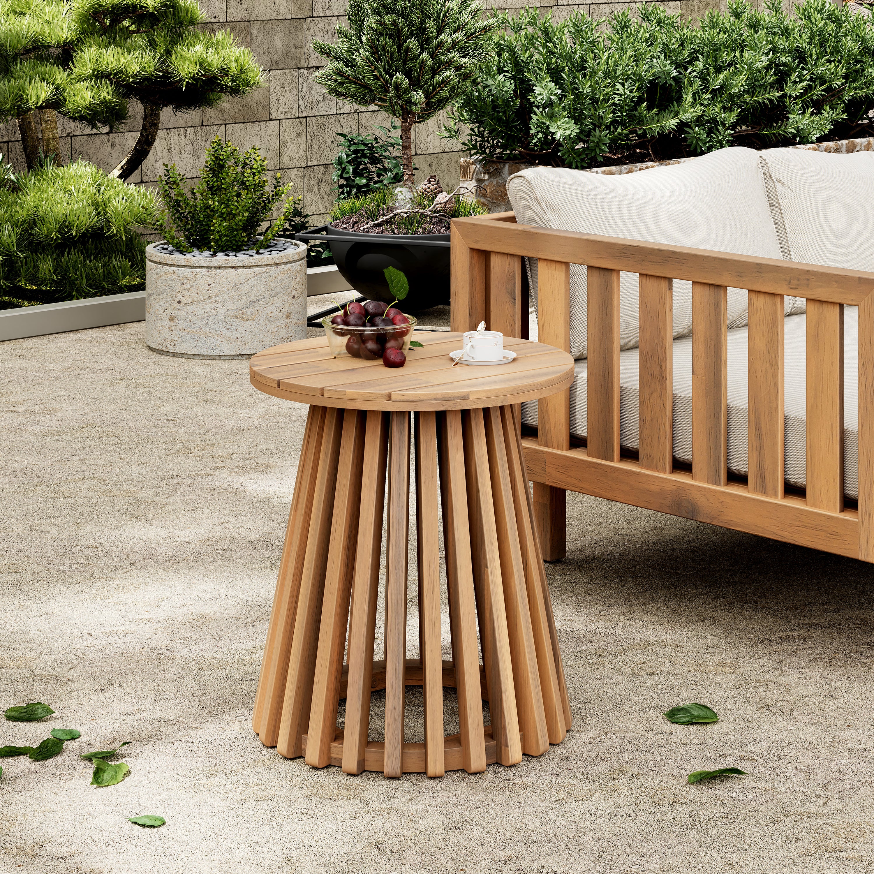 Acacia side table top detail