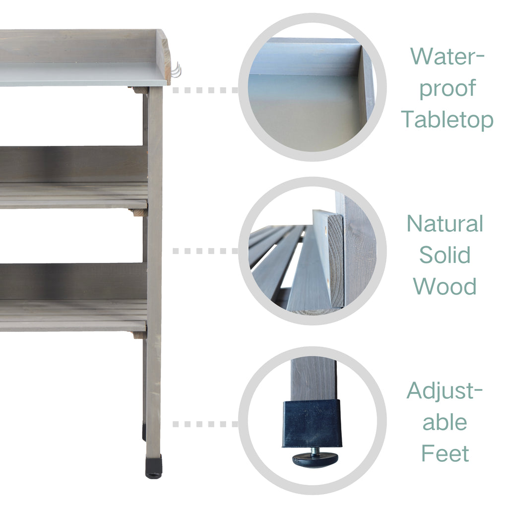Compact 3-Tier Potting Table detail