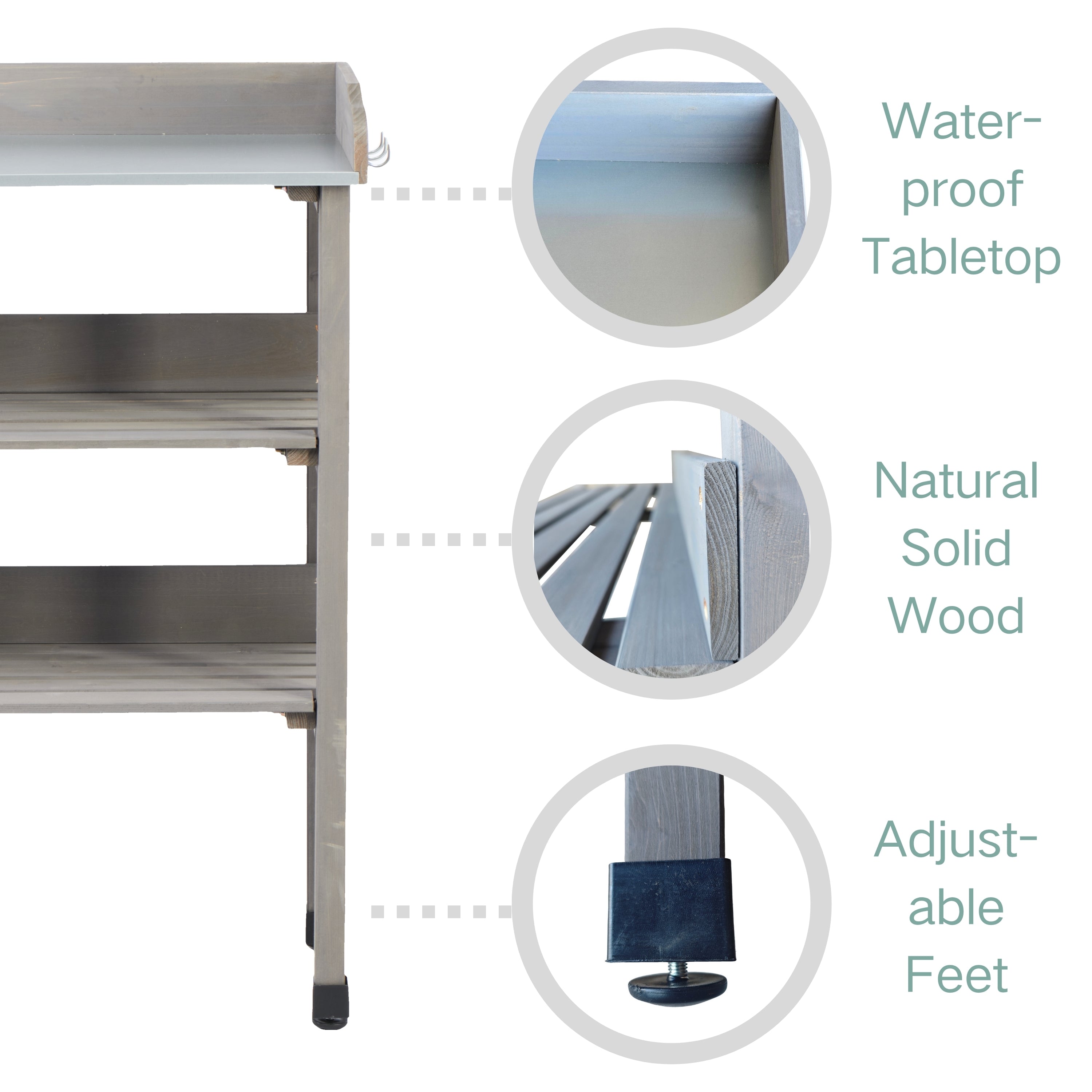 Compact 3-Tier Potting Table detail
