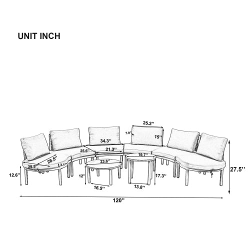 8-Piece Half-Moon Outdoor Sectional Set - image 8