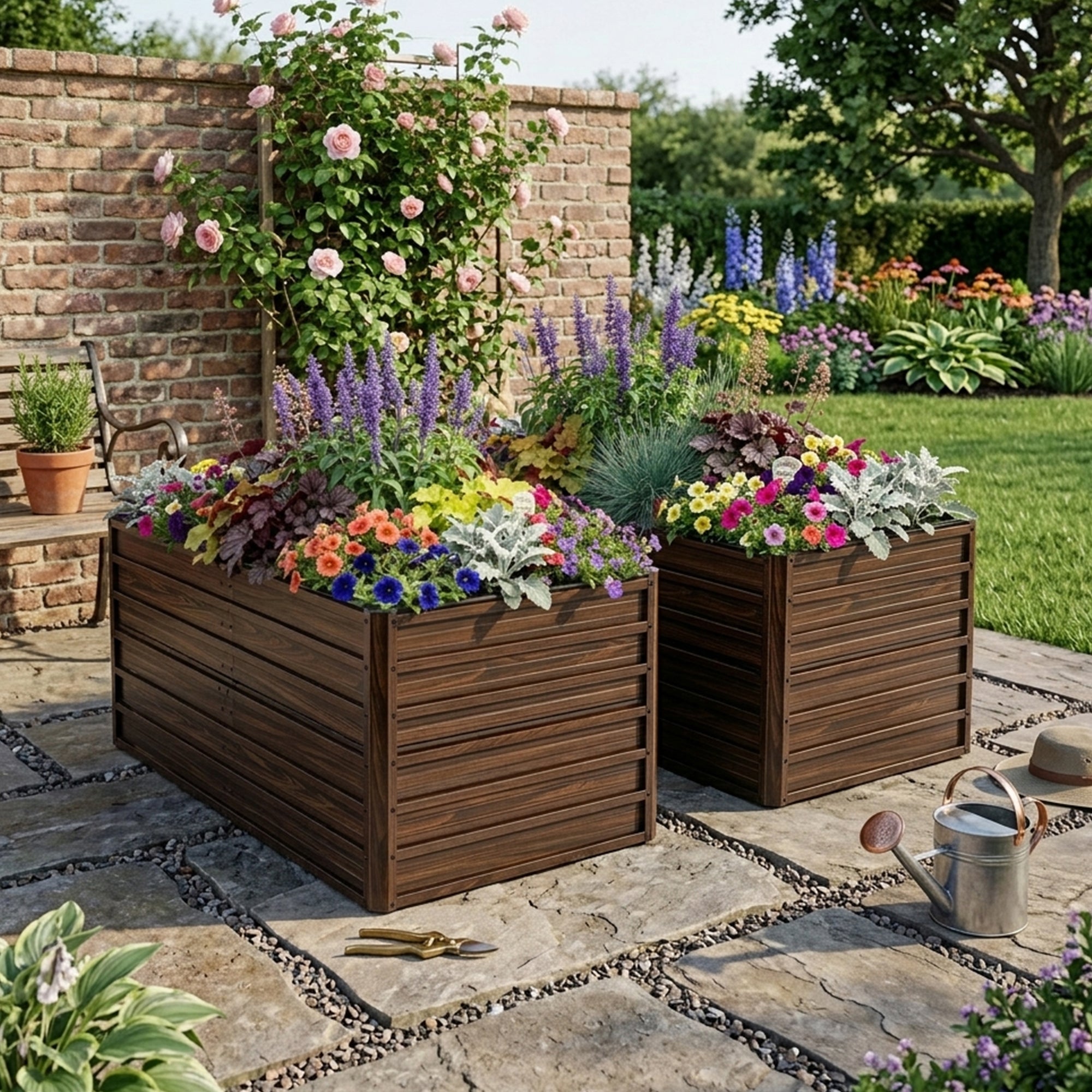 2-Pack Tall Raised Garden Bed Kit - Walnut