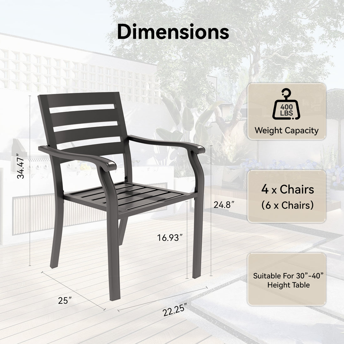 Outluma Black Metal Bistro Chairs - Set of 2