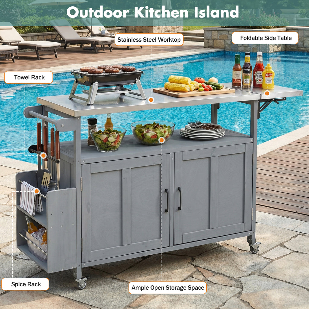 Foldable Cooking Island with Sink detail