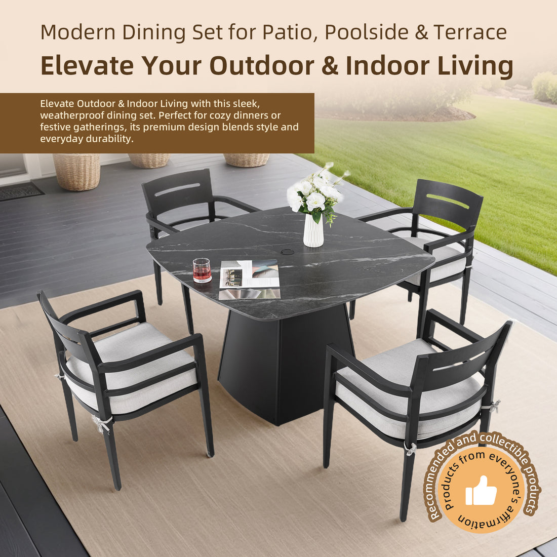 Outluma 5-Piece Sintered Stone Outdoor Dining Set