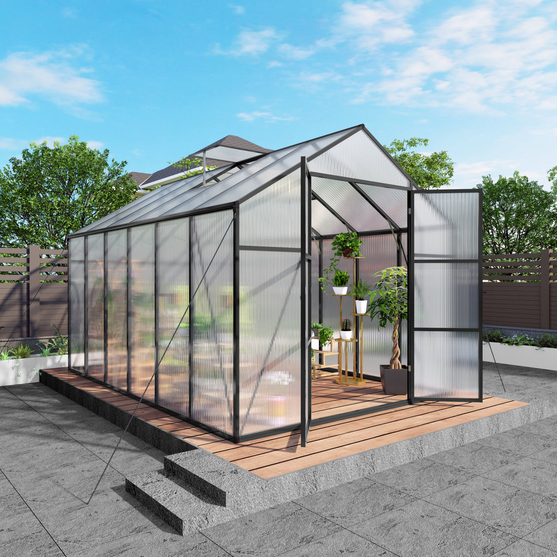 Outluma 8 x 12 Aluminum Greenhouse with Raised Base