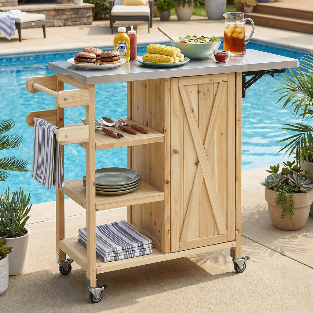 Foldable Outdoor Prep Station - Natural
