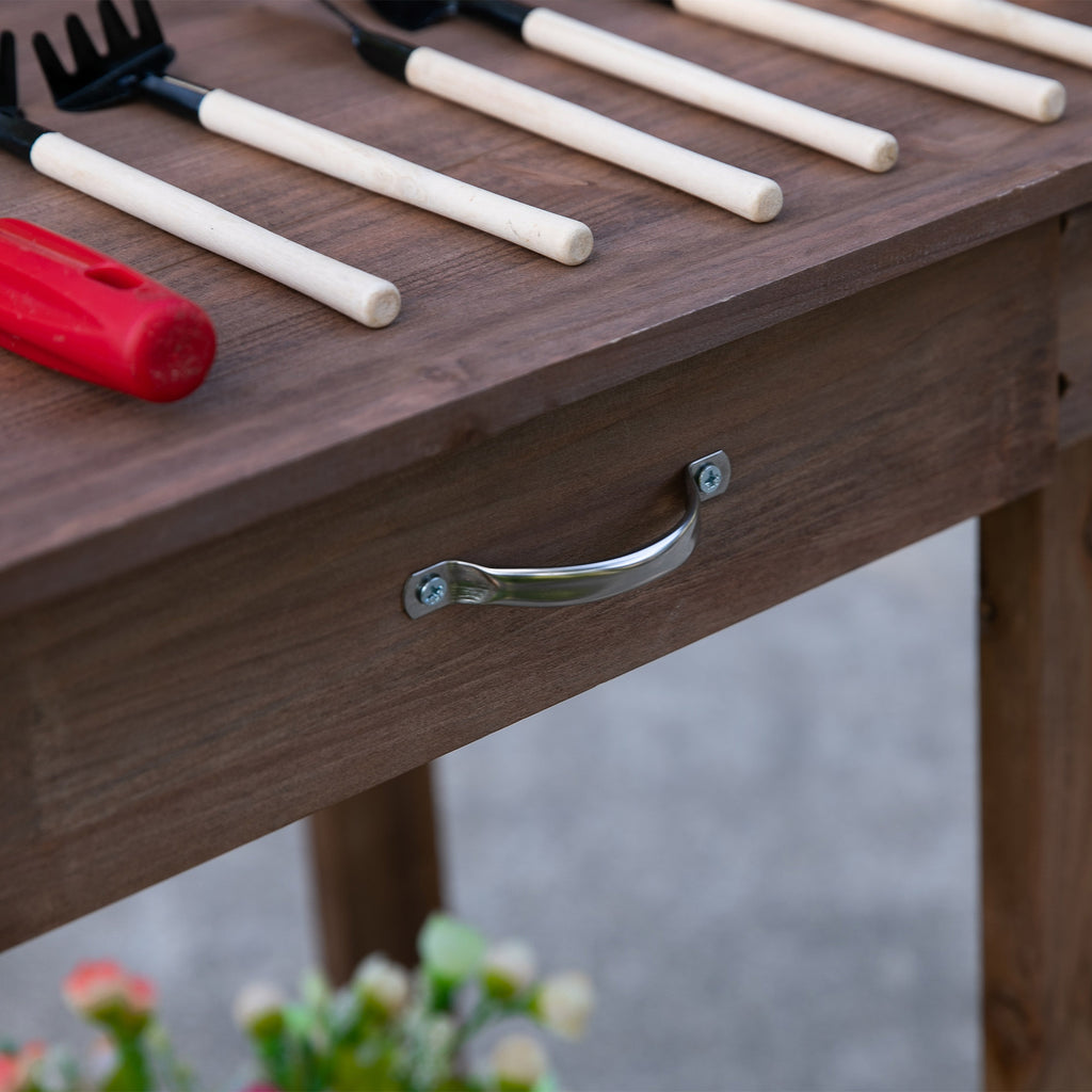 Outsunny Potting Bench with Sink and Wheels detail