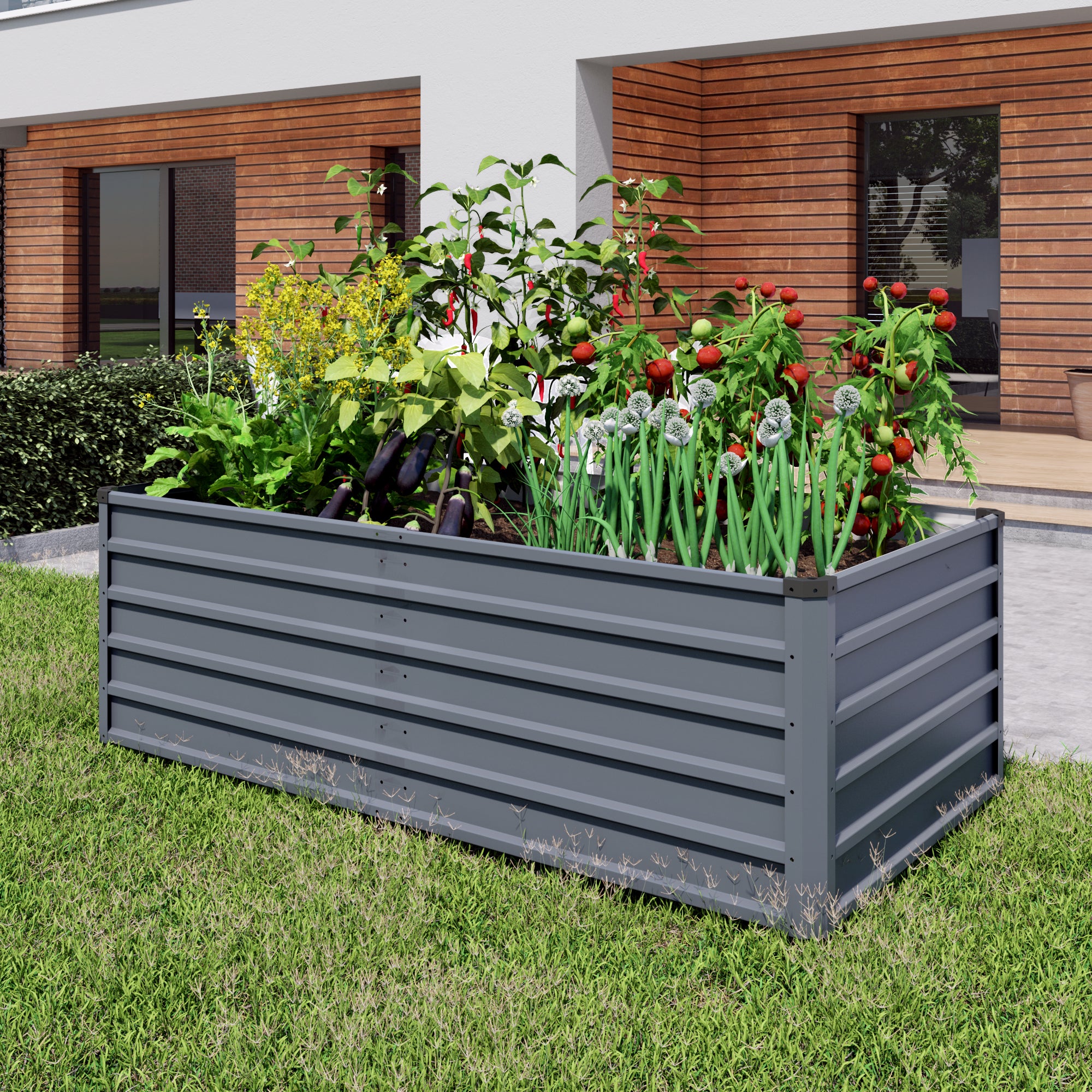 6x3 Galvanized Raised Garden Bed - Gray