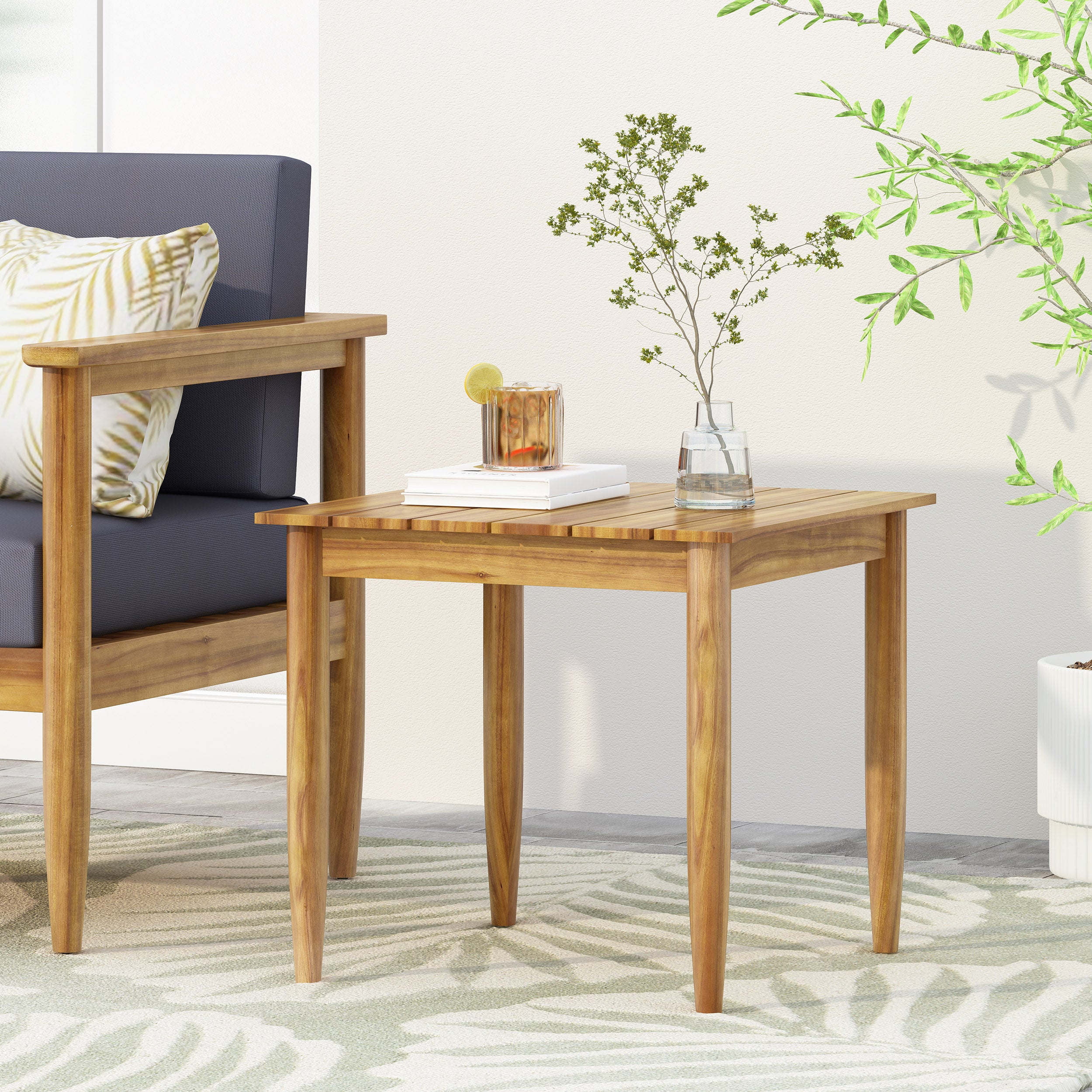 Side table slatted surface