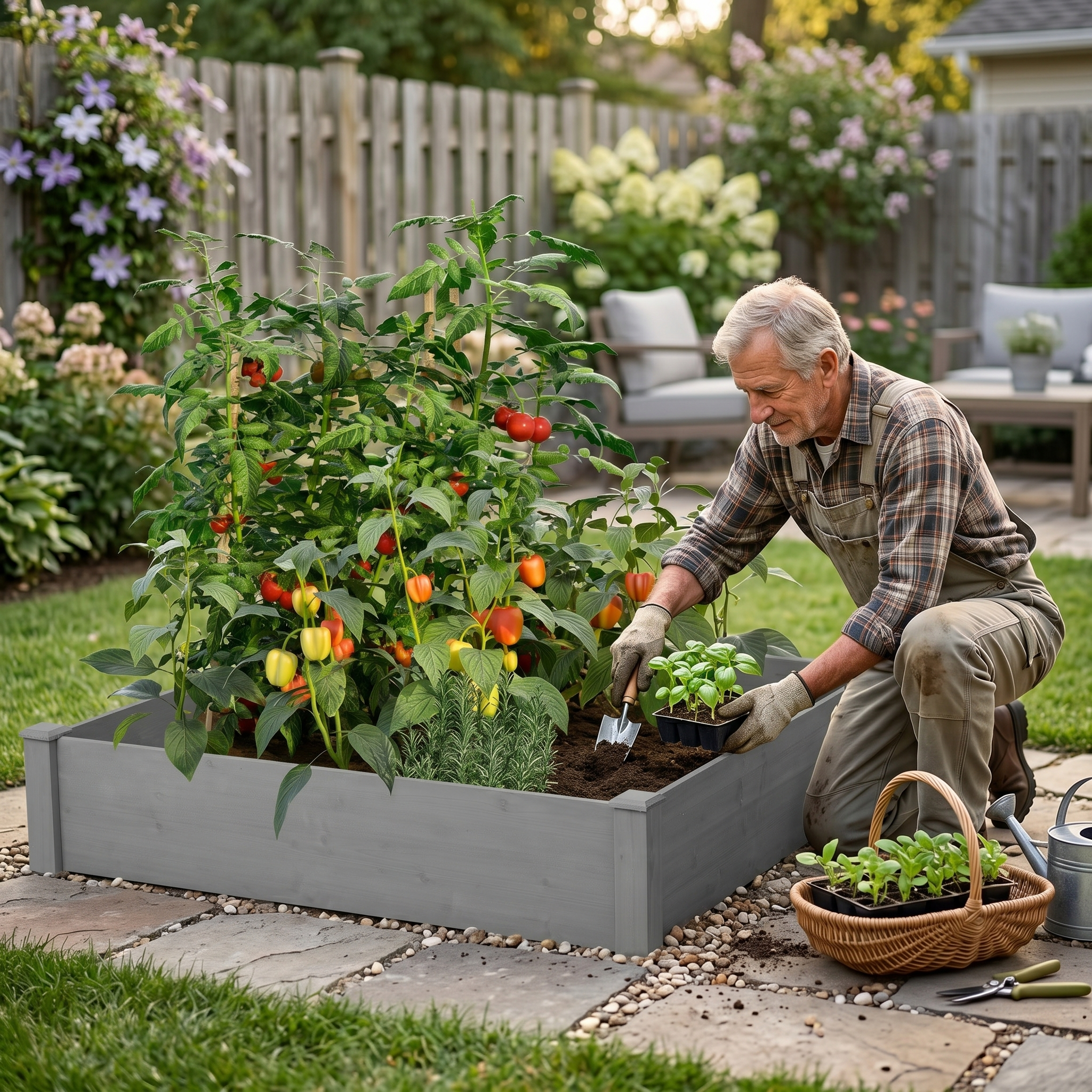 48x48 Wood Planter Box - Gray