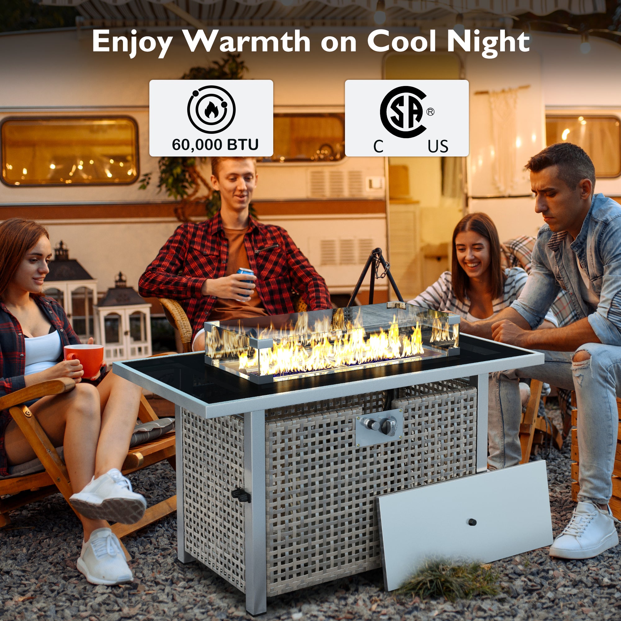Fire pit table with removable lid as dining table