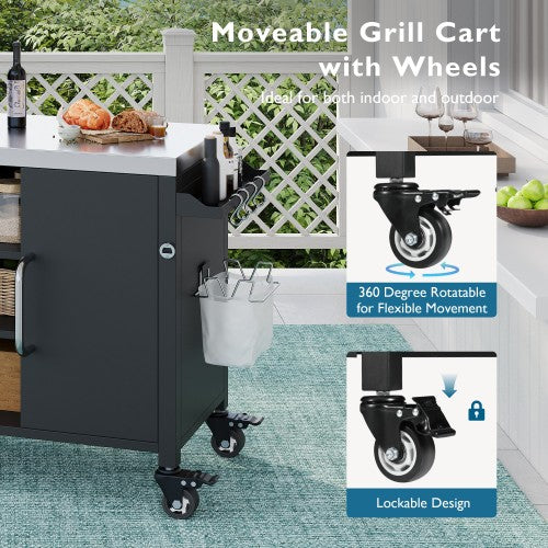 55.5-Inch Outdoor Kitchen Island with Stainless Steel Sink - image 9