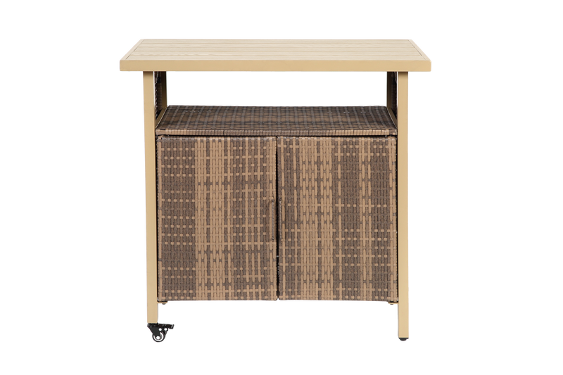 Outluma Rolling Wicker Outdoor Bar Cart - Beige