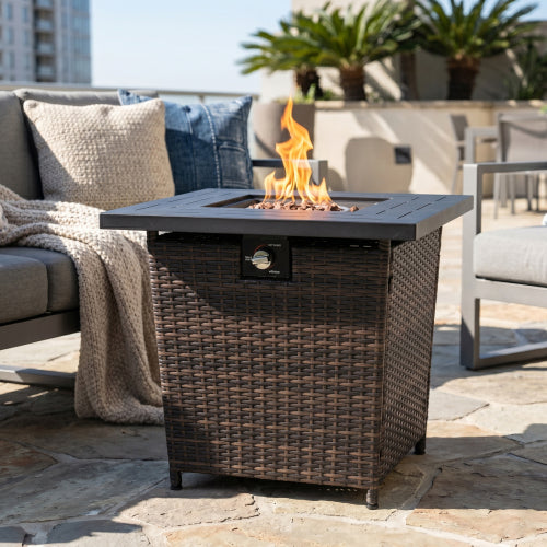 28-Inch Square 50,000 BTU Propane Fire Pit Table - Outluma