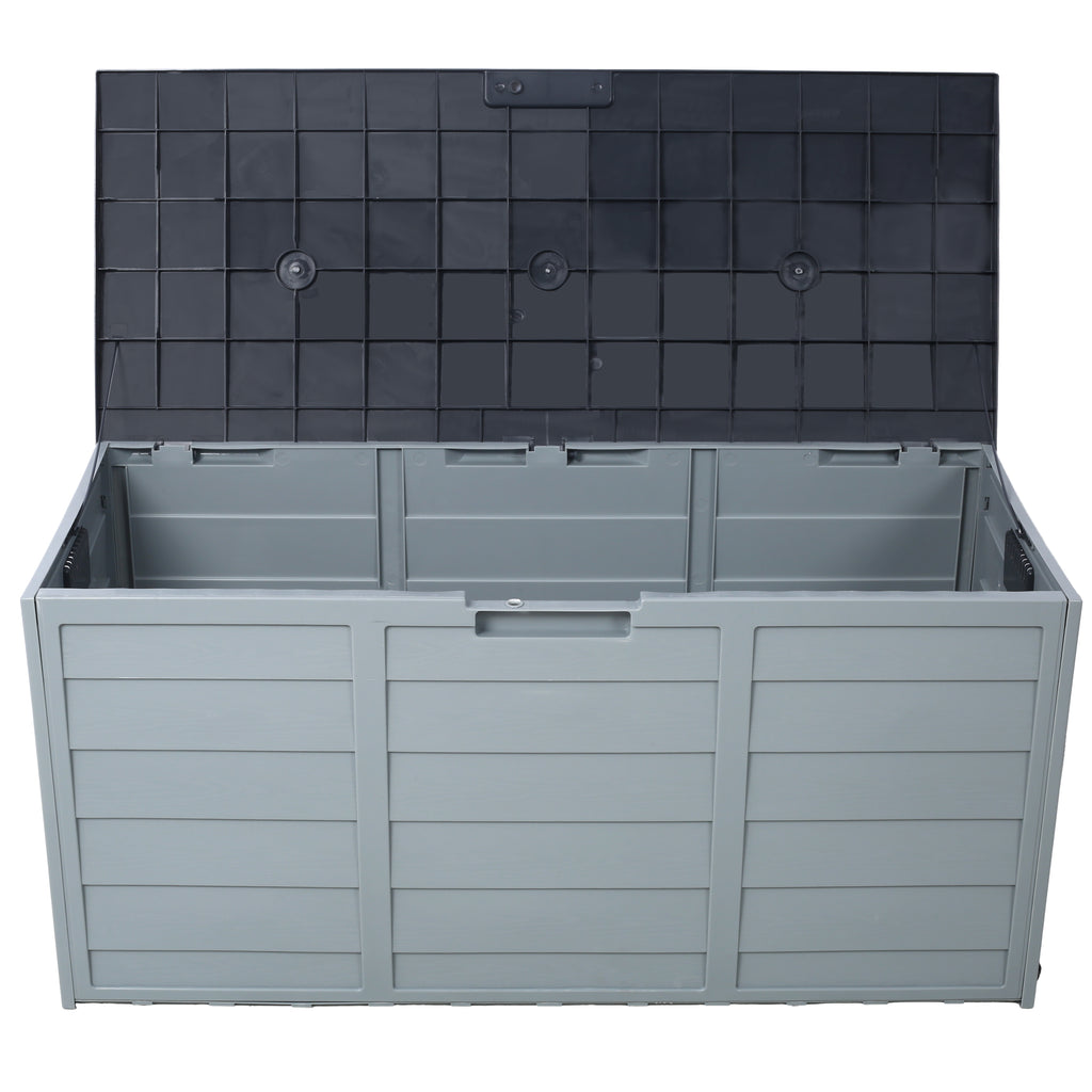 Deck box wheels and handle