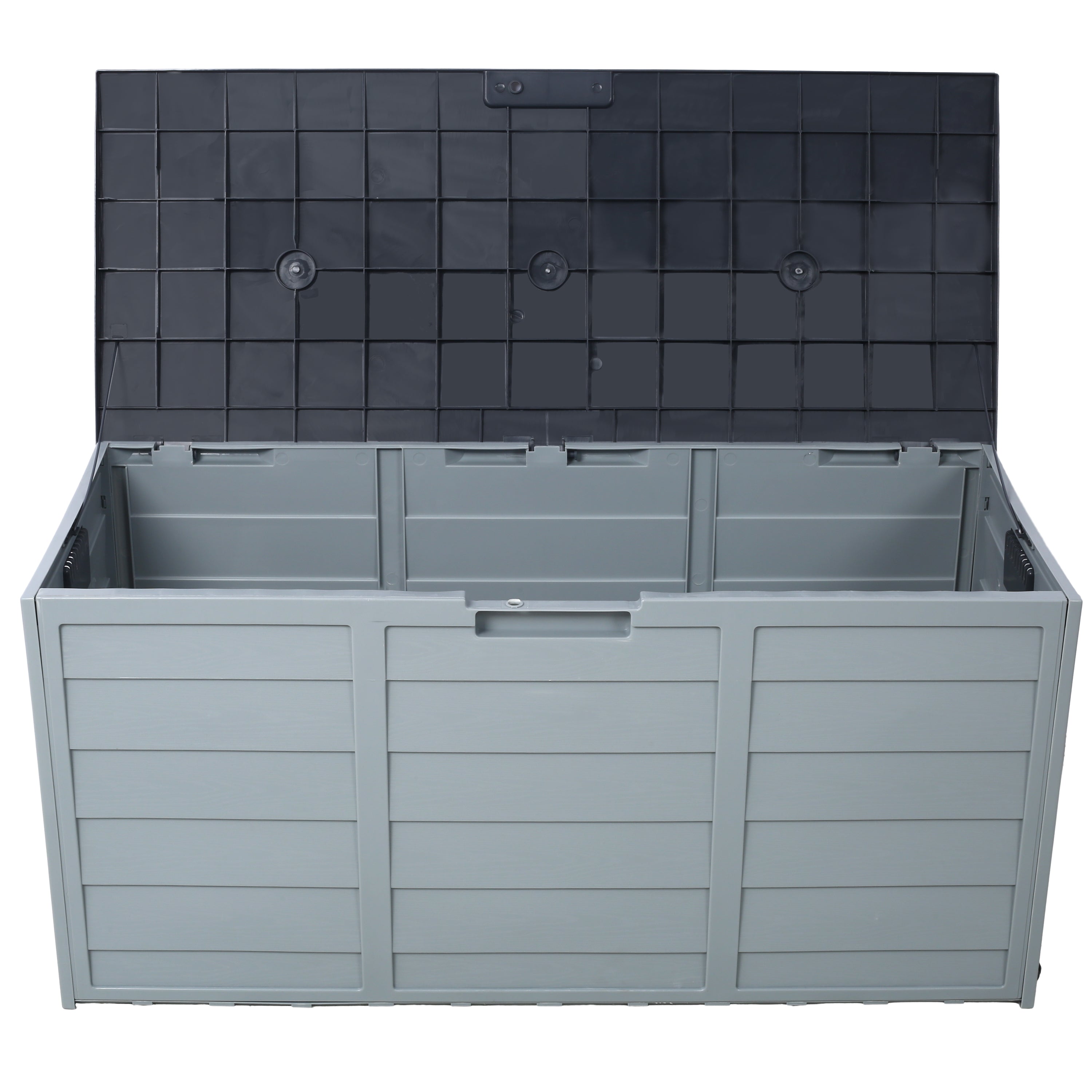 Deck box wheels and handle