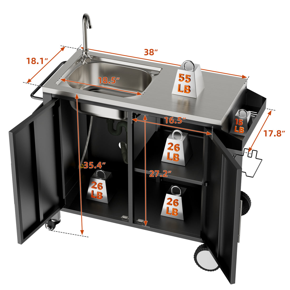 Outluma Outdoor Grill Table with Stainless Sink