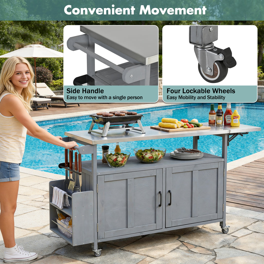 Foldable Cooking Island with Sink detail
