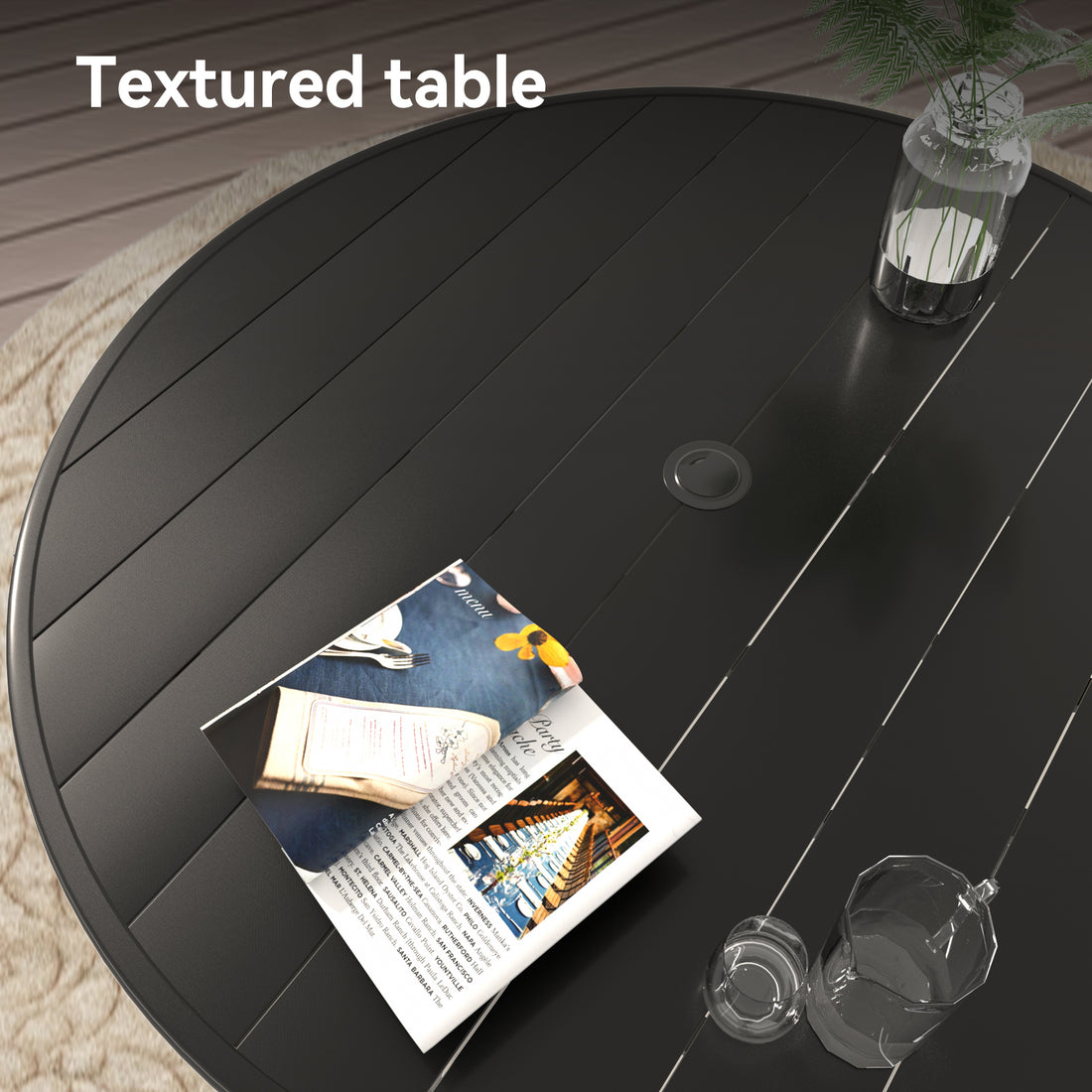 Outluma Round Metal Patio Dining Table - Black