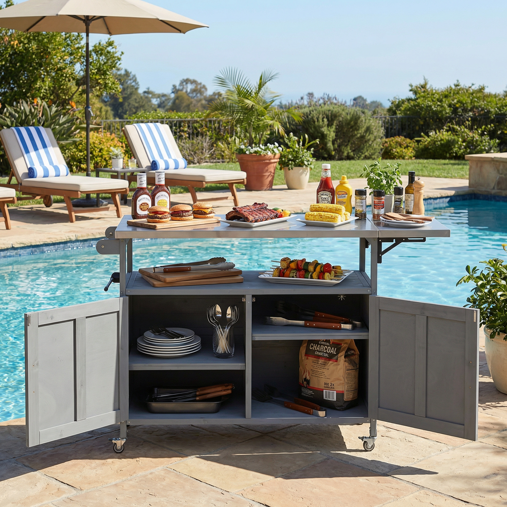 Foldable Cooking Island with Sink detail