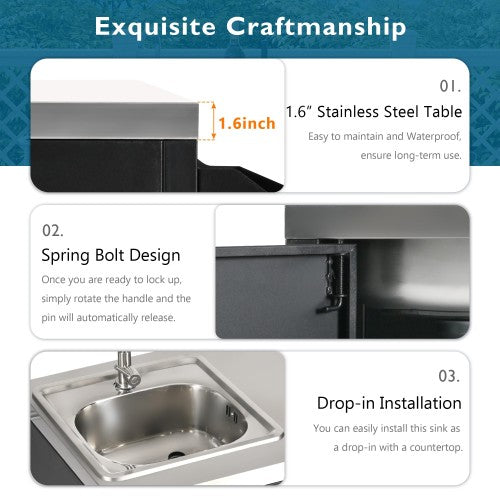 55.5-Inch Outdoor Kitchen Island with Stainless Steel Sink - image 5