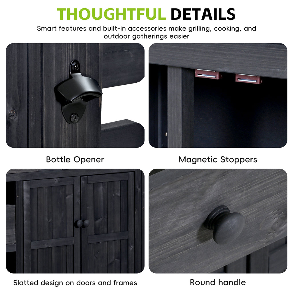 TOPMAX Extendable Outdoor Kitchen Island - Black detail