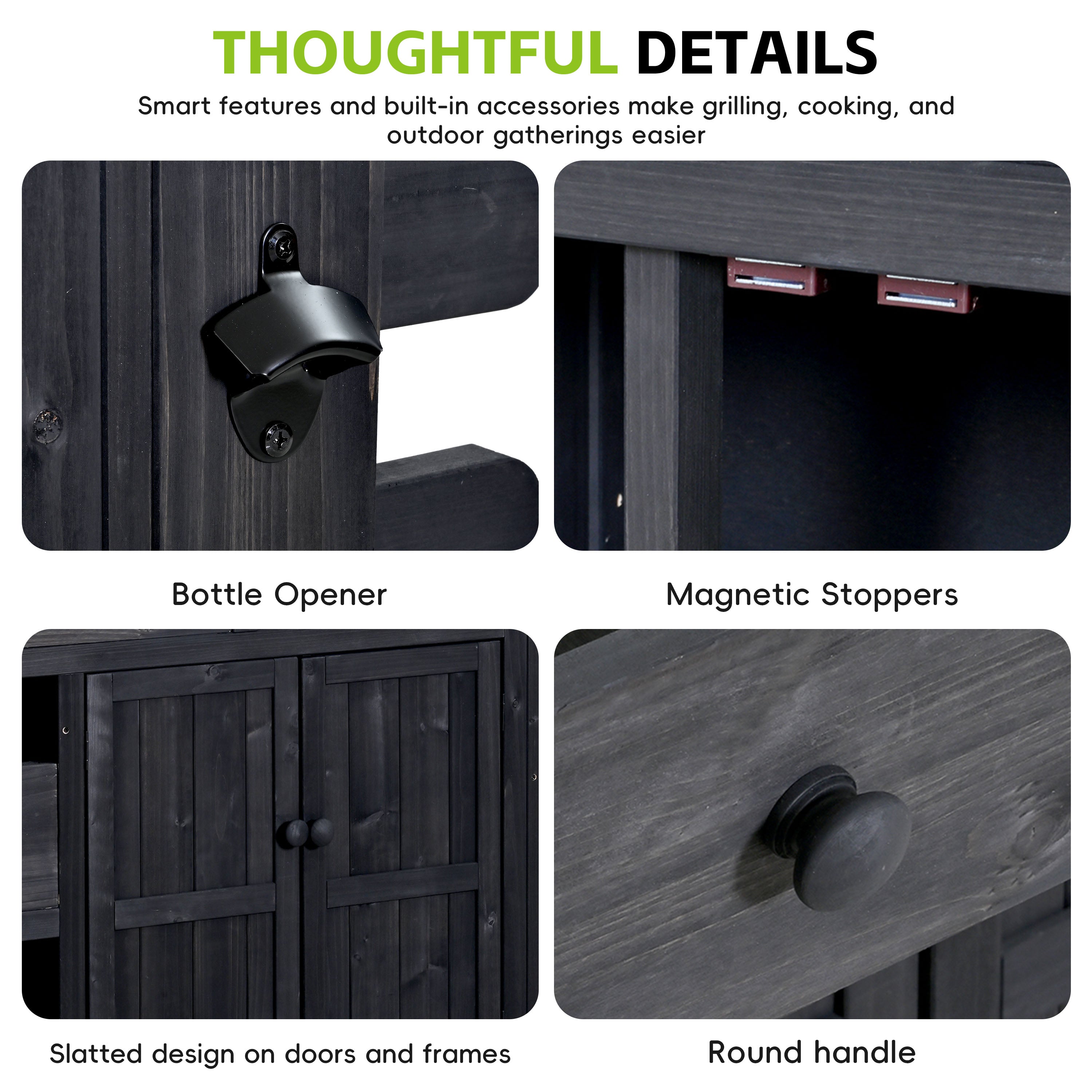 TOPMAX Extendable Outdoor Kitchen Island - Black detail