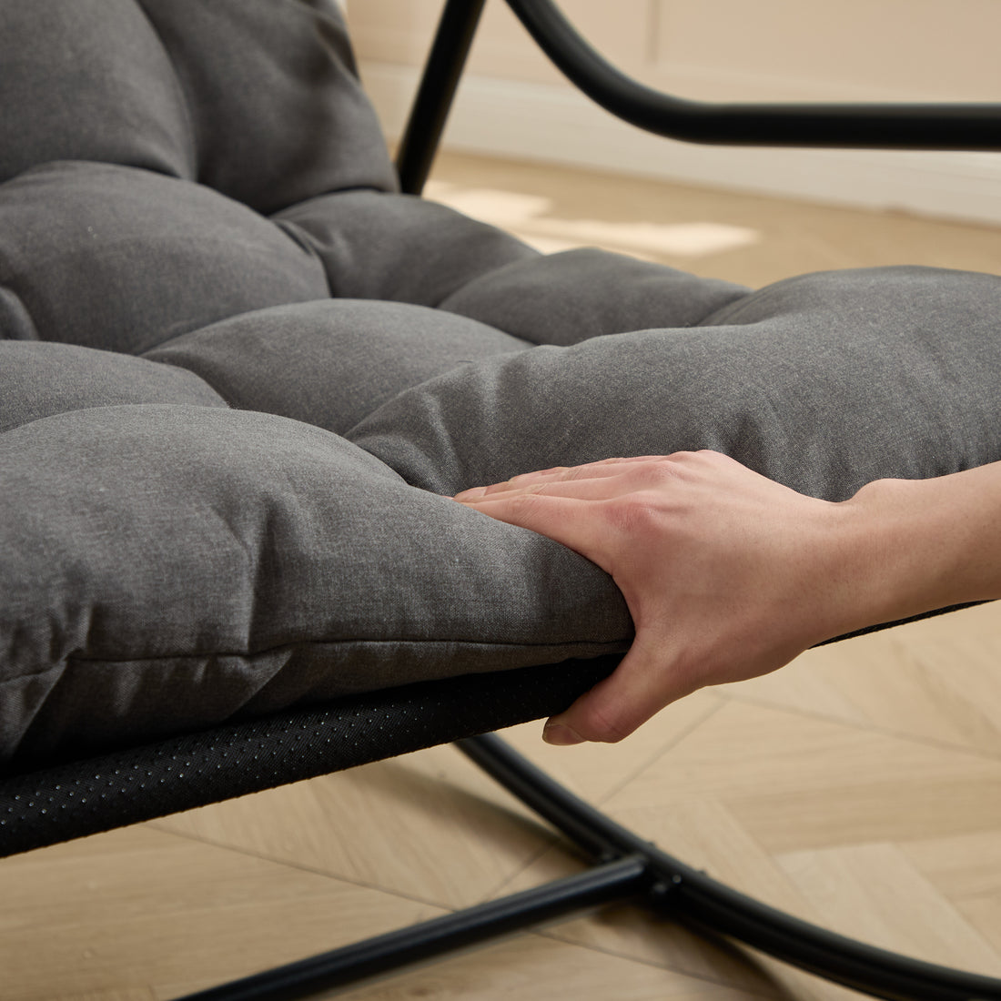 Outluma Cushioned Outdoor Rocking Chair - Black and Gray