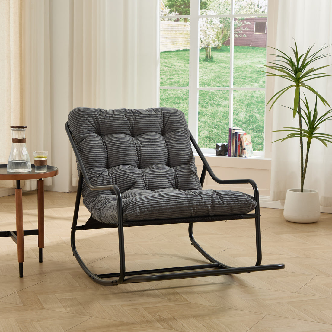 Outluma Slim Frame Outdoor Rocking Chair - Black and Gray