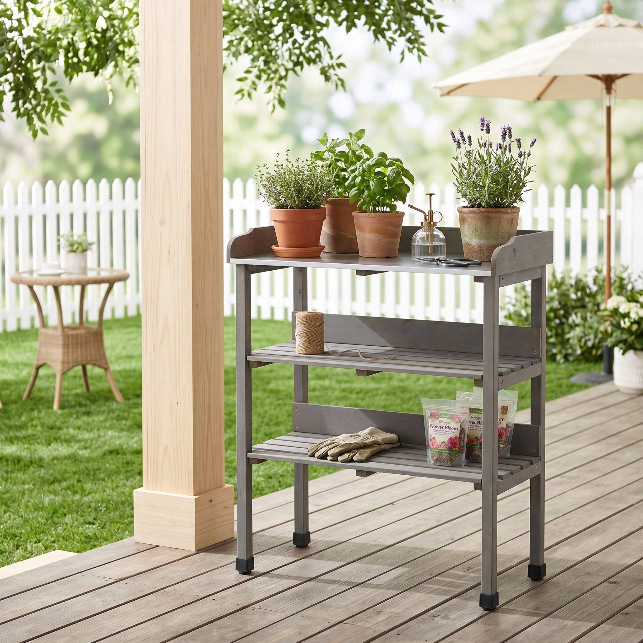Compact 3-Tier Potting Table detail