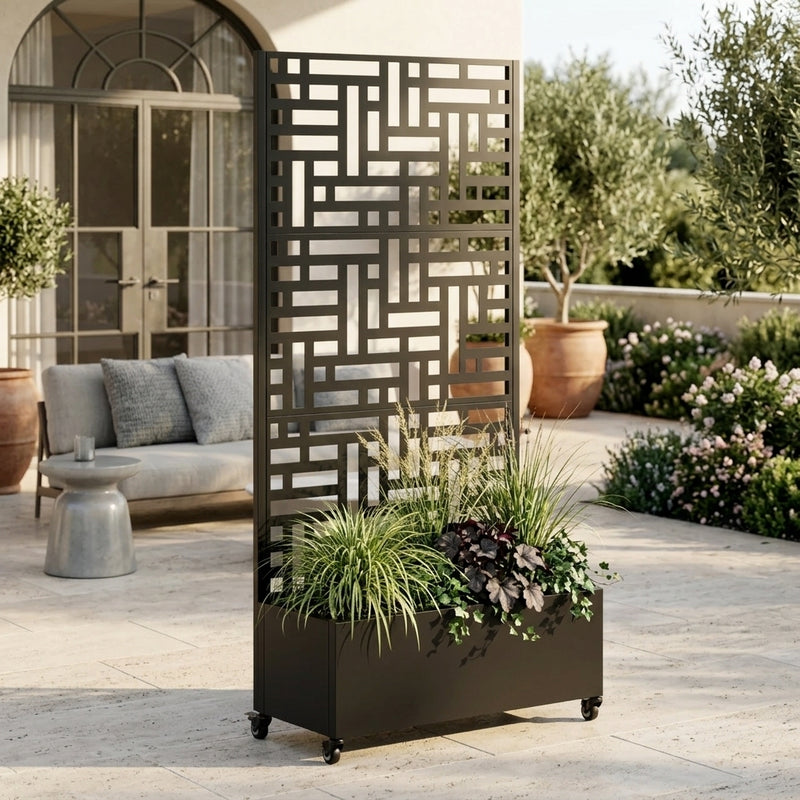 Outluma Metal Privacy Planter Box with Trellis - 73 in