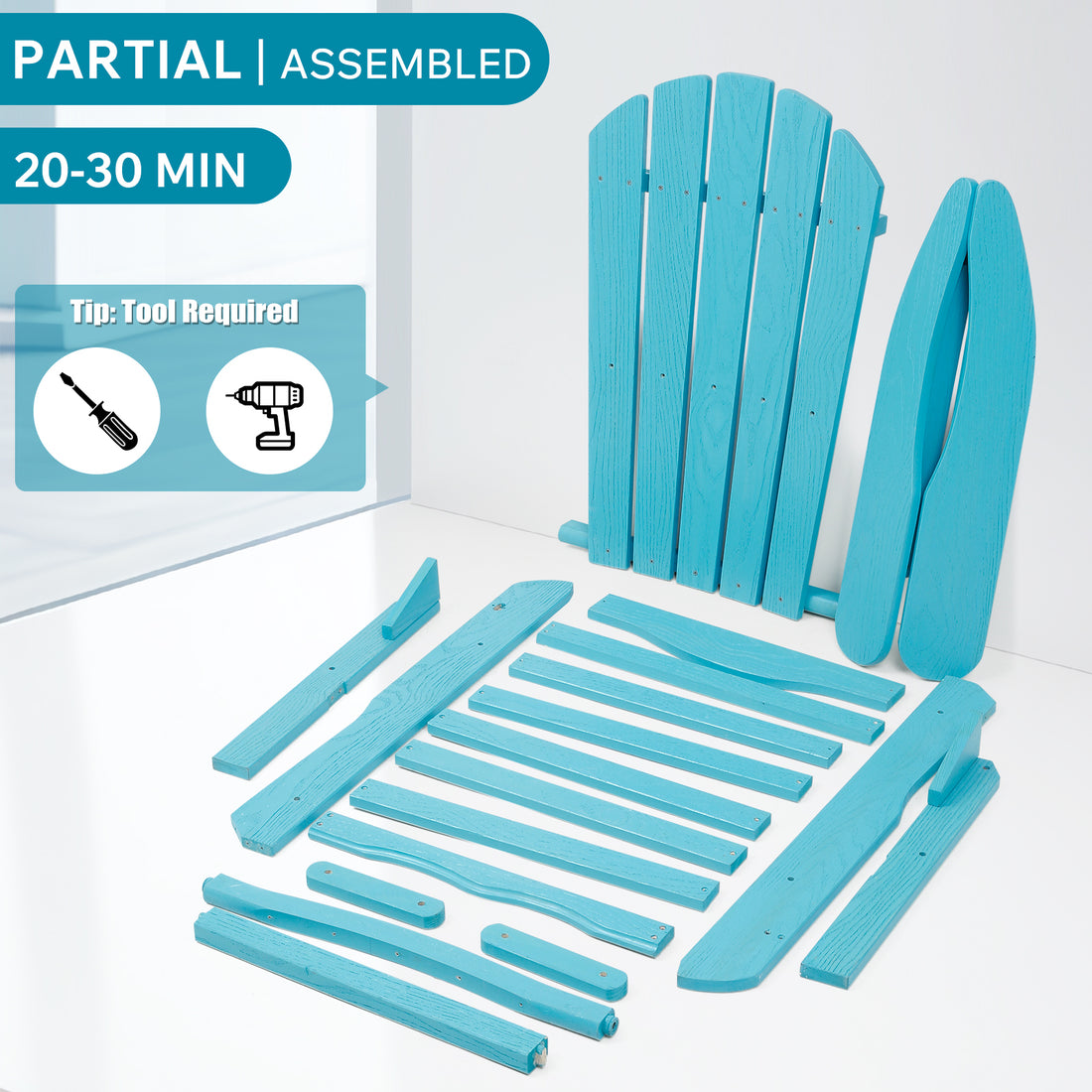 Outluma Folding Adirondack Chair - Turquoise Woodgrain