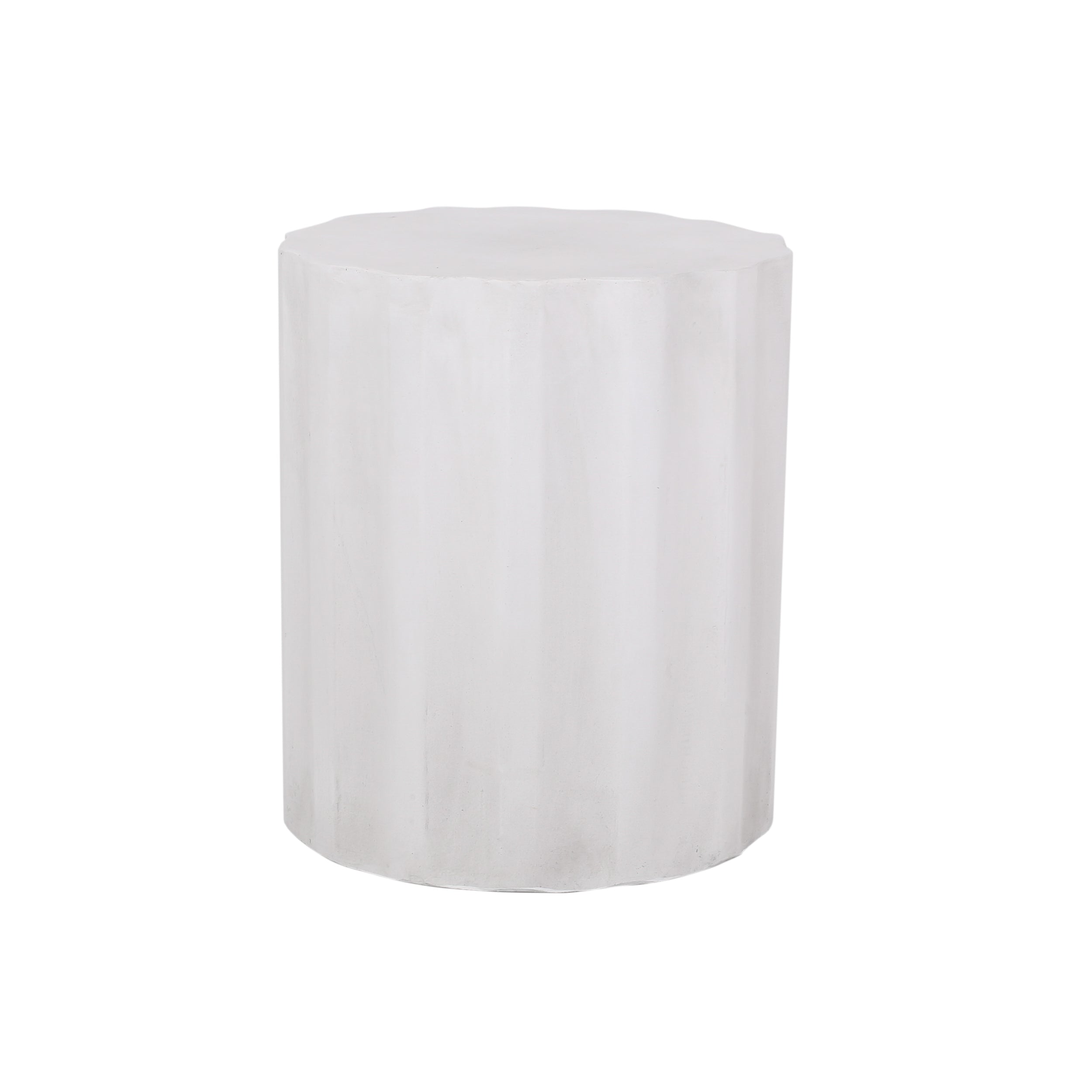 Lightweight concrete-look MGO side table, antique white