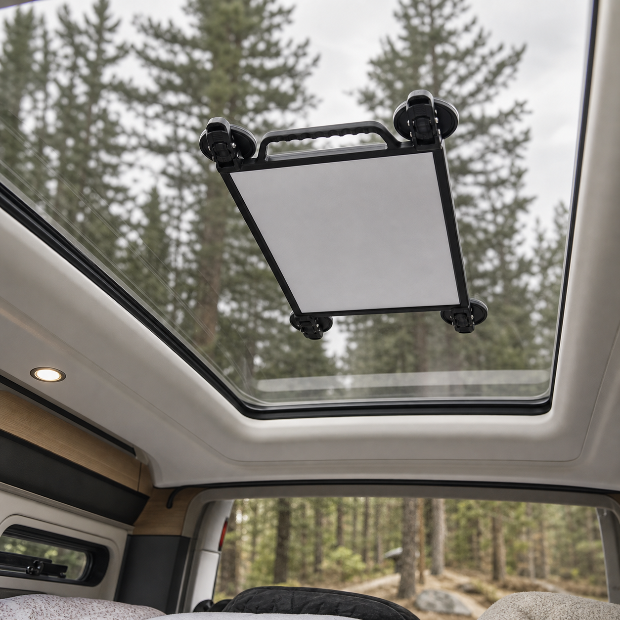 ST50 kit beneath parked camper panoramic glass